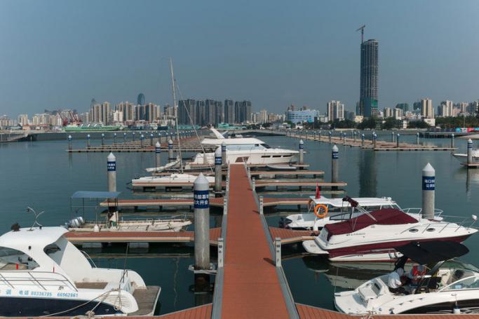 Leisure boats are berthed at the Haikou National Sailing Base and Public Marina in Haikou, Hainan island, China. Photo: EPA