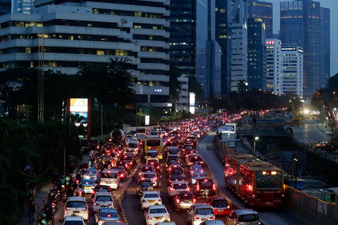 A general view of heavy traffic on a main road in Jakarta, Indonesia. Photo: EPA
