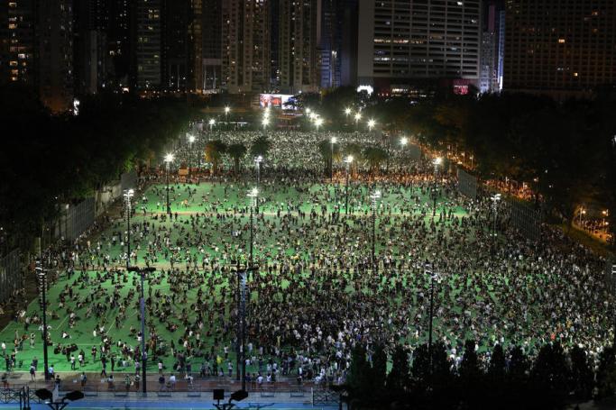 A view of Victoria park as people gather for a candlelit vigil to commemorate the 1989 Beijing Tiananmen Square Massacre anniversary in Hong Kong, China, 04 June 2020. Photo: EPA