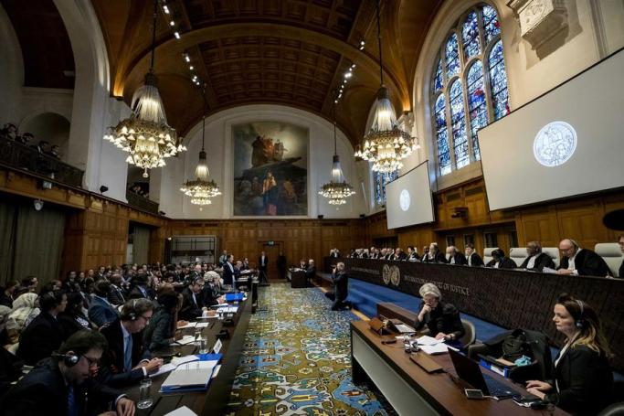 a general view of the court room in the peace palace as myanmar