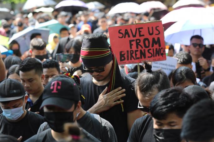Members of the Kuki tribe and their supporters take part in a tribal solidarity protest against the alleged ethnic cleansing in Manipur state, in New Delhi, India, 31 May 2023. Photo: EPA