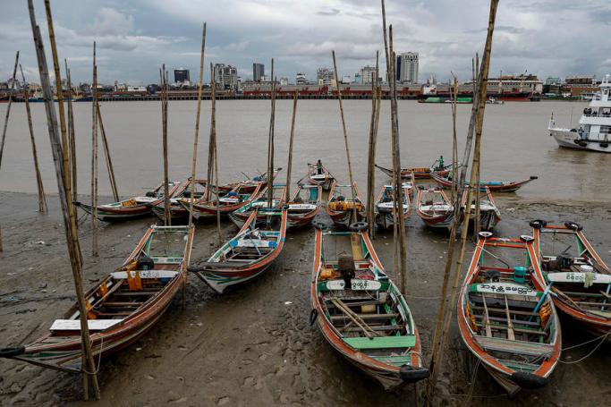 Ferry boats dock at the bank of the Yangon river, Yangon, Myanmar, 07 June 2020. Photo: Lynn Bo Bo/EPA