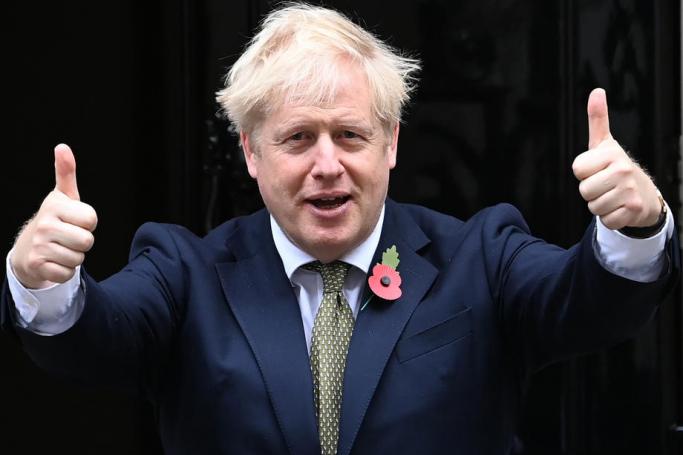 Britain's Prime Minister Boris Johnson poses on the steps of number 10 Downing Street in London, Britain, 23 October 2020. Photo: EPA