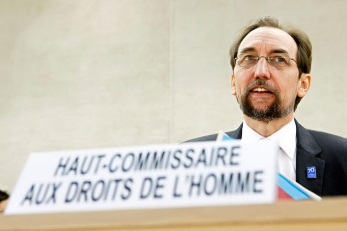 Jordan's Zeid Ra'ad al Hussein, UN High Commissioner for Human Rights, arrives on the podium prior his presentation of his annual report, during the 37th session of the Human Rights Council, at the European headquarters of the United Nations in Geneva, Switzerland, Wednesday, March 7, 2018. Photo: Salvatore Di Nolfi/EPA-EFE
