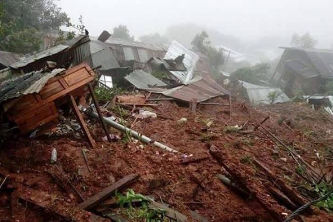 Torrential rain caused a landslide in a village in Hpa-saung Township, Kayah State on October 11, 2015. Photo: Lkw Lkw/Facebook
