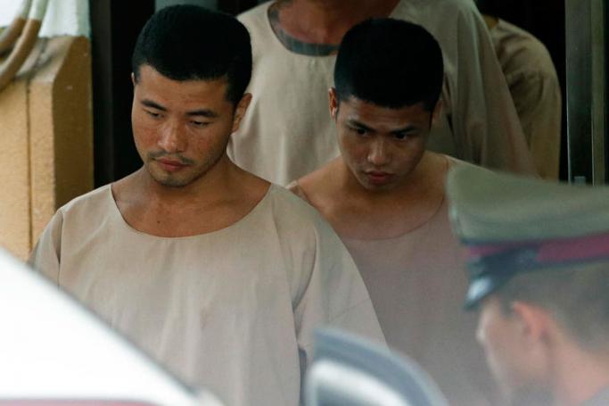 Myanmar murder defendants Zaw Lin (L) and Wai Phyo (R) are escorted by Thai police officers after they were sentenced to death at a provincial court in Nonthaburi province, Thailand, 29 August 2019. Photo: EPA