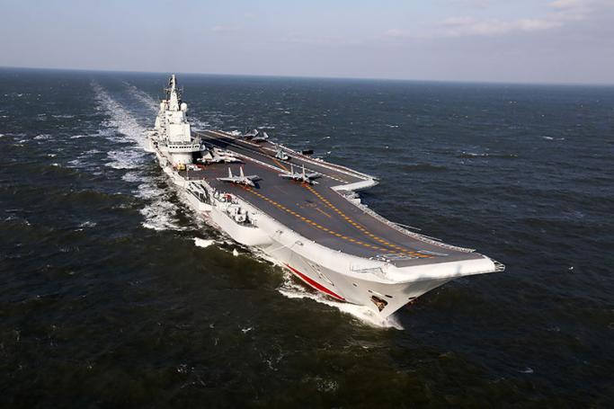 This photo taken on December 24, 2016 shows the Liaoning, China's only aircraft carrier, sailing during military drills in the Pacific. Photo: AFP
