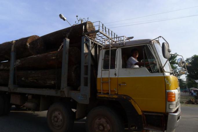 Logging truck, Strand Rd., Yangon. Photo: Mizzima

