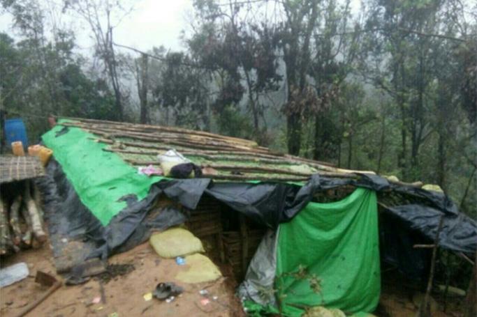 (File) Makeshift huts used for living in Mayu Mountains in the Buthidaung-Maungtaw area in Rakhine State. Photo: State Counsellor Office Information Committee
