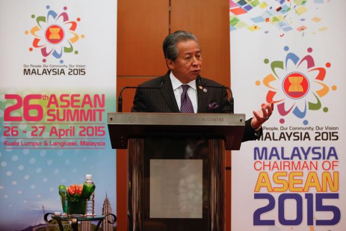Malaysian Minister of Foreign Affairs Anifah Aman give a speech during press conference at Kuala Lumpur Convention Centre in Kuala Lumpur, Malaysia, 26 April 2015. Photo: EPA/FAZRY ISMAIL
