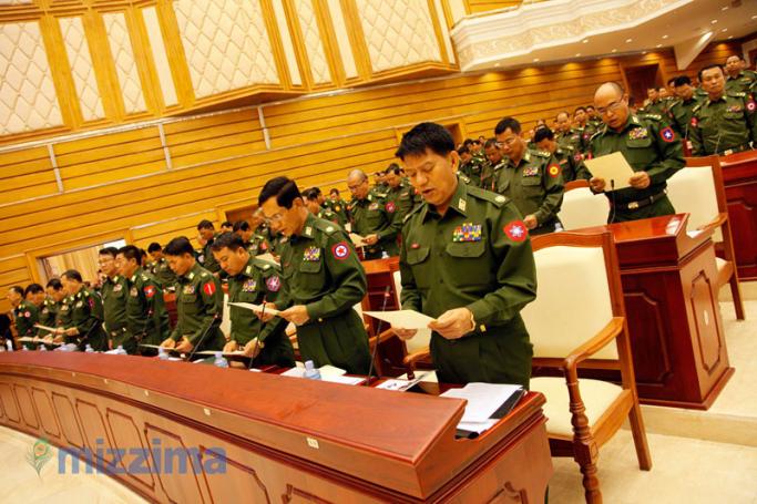 Military representative of the parliament attend the union parliament session in Nay Pyi Taw. Photo: Mizzima
