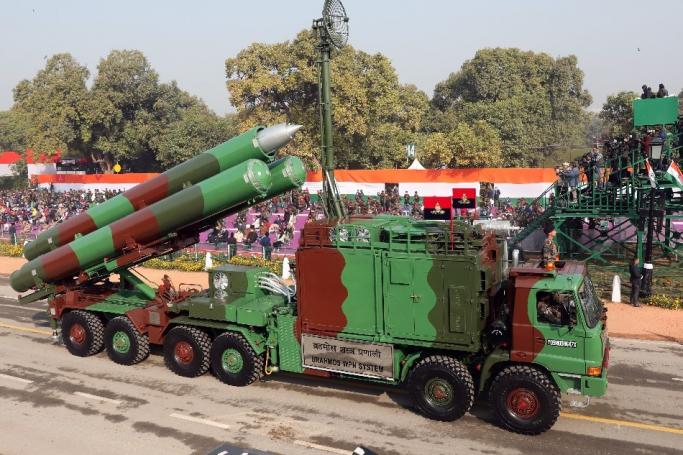 Brahmos WPN System rolls past Rajpath during the 72nd Republic Day celebrations in New Delhi, India, 26 January 2021. The Republic Day of India marks the adoption of the constitution of India and the transition of the country to a Republic on 26 January 1950. Photo: EPA