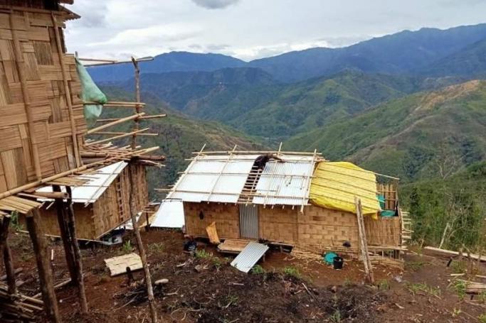 Huts in a war refugee camp in Mizoram