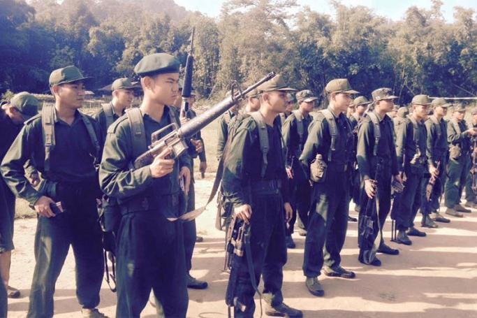 Recruits of Mon National Liberation Army at a training ground. Photo: MNLA

