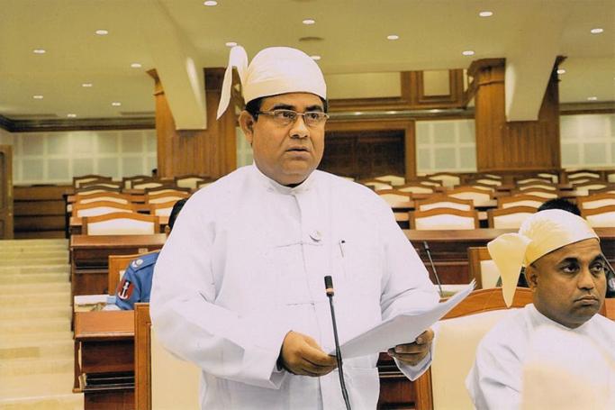 MP U Shwe Maung speaks during a parliament session at Parliament in Nay Pyi Taw. Photo: Shwe Maung
