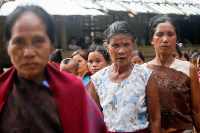 Displaced Mro ethnics, a sub ethnic of Rakhine. Photo: Nyunt Win/EPA
