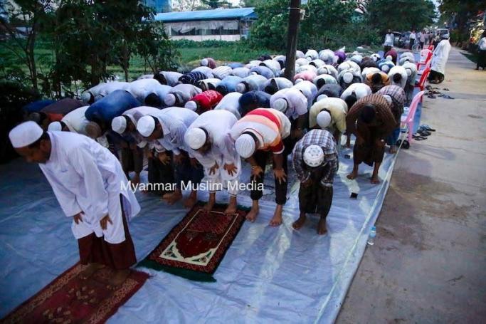 Generic photo of Muslims praying in the street. Photo: Myanmar Muslim Media
