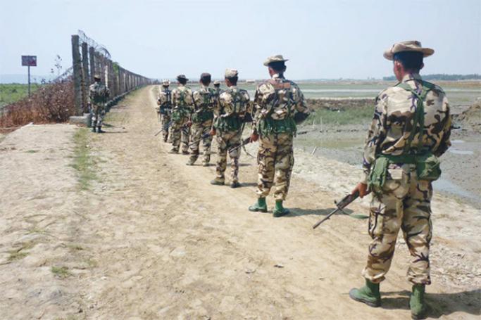 Myanmar Border Guard Police along Myanmar-Bangladesh Border. Photo: Rohingya Vision
