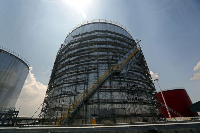 An outside view of oil storage tanks inside the Puma Energy Asia Sun petroleum products terminal in Thilawa port, Yangon, Myanmar. Photo: EPA