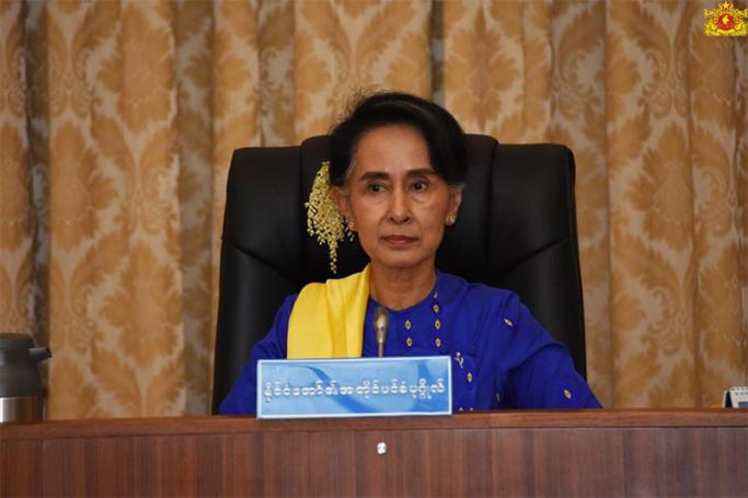 Myanmar State Counsellor Aung San Suu Kyi at a meeting of the Committee on Implementation of Peace, Stability and Development of Rakhine State held at the Presidential Palace in Nay Pyi Taw at 2 pm on January 3. Photo: Myanmar State Counsellor Office

