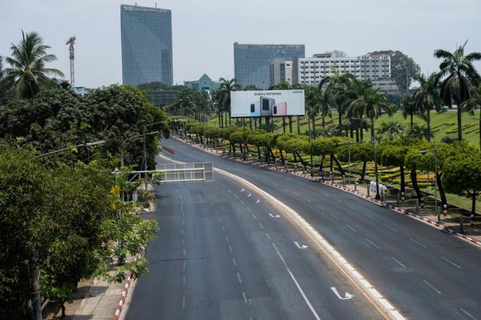 A  general view shows an empty street on the first day of Myanmar's New  Year water festival, also known as Thingyan, in Yangon on April 12,  2020, amid restrictions put in place to halt the spread of the COVID-19  novel coronavirus. Photo: Ye Aung Thu/AFP