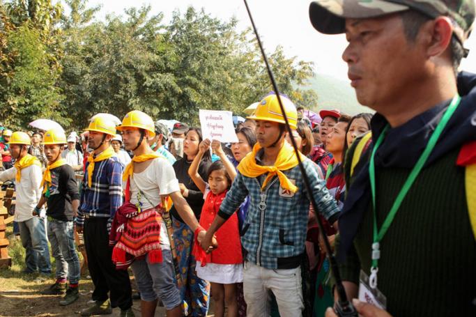 Members and supporters of a Christian based anti-narcotic group gather in Wine Maw, northern Kachin State, Myanmar, 23 February 2016. Photo: Seng Mai/EPA
