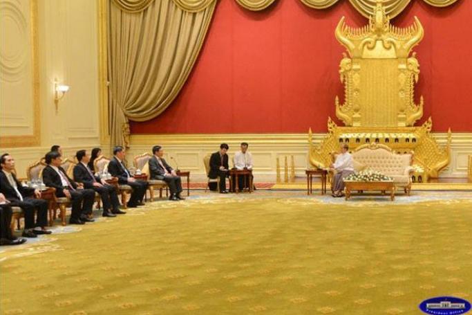 Vietnam’s Deputy Prime Minister and Foreign Minister Pham Binh Minh meet with Myanmar President U Thein Sein and Foreign Minister U Wunna Maung Lwin in Nay Pyi Taw on May 28, 2015. Photo: President's Office
