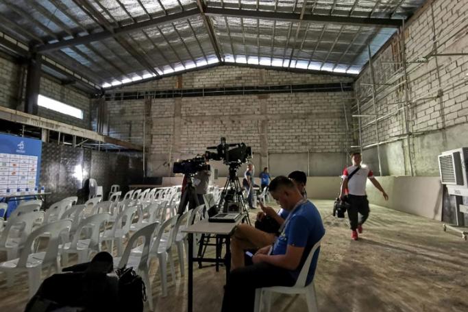 The sparse facilities have been prepared at one press room (AFP Photo)