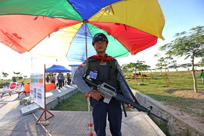 Security police at during 24th ASEAN Summit in Nay Pyi Taw. Photo: Hong Sar/Mizzima

