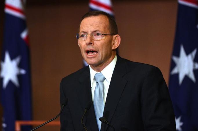 Australian Prime Minister Tony Abbott speaks at the Magna Carta 800th anniversary celebration at Parliament House in Canberra, Australia, 15 June 2015. Photo: EPA
