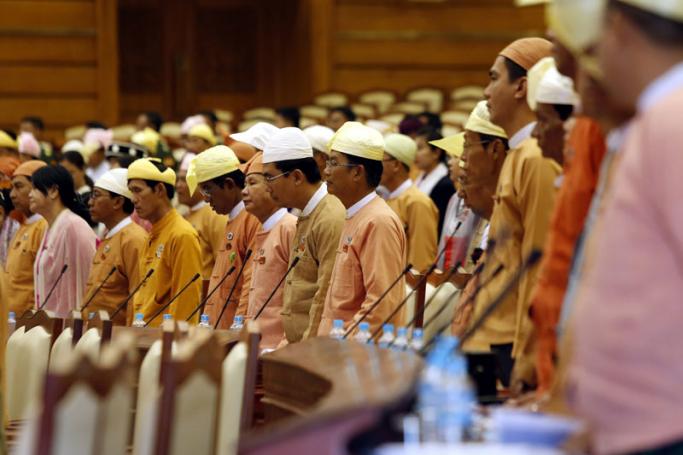 (File) Members of Parliament attend the second regular session of the the Pyithu Hluttaw (lower house parliament) in Naypyitaw, Myanmar, 07 March 2017. Photo: Hein Htet/EPA

