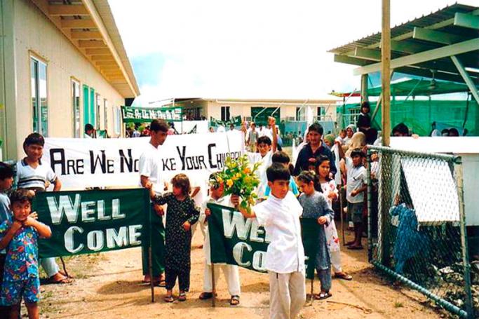 (FILE) A handout picture dated 10 December 2003 shows refugees in the refugee camp on the Island of Nauru. Photo: EPA
