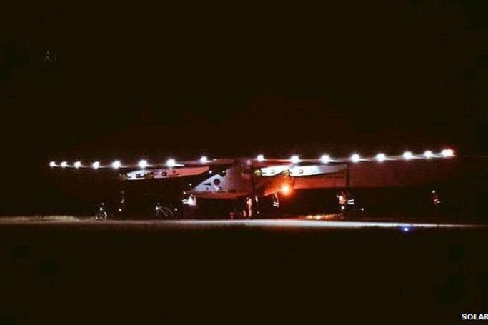 Solar Impulse 2 lands in Mandalay on March 19, 2015. Photo: Solar Impulse
