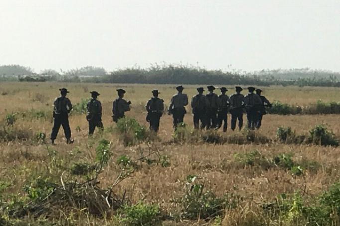 Soldiers on patrol in Rakhine State. Photo: Mizzima
