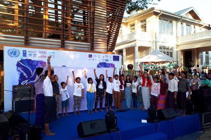 An outstanding performance by the United ACT Child Theatre Group at the Stand Up 4 Human Rights Yangon event. Photo: European Union in Myanmar