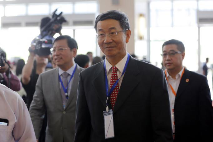 Special Envoy for Asian Affairs of the Chinese Foreign Ministry Sun Guoxiang (C) arrives for the opening ceremony of the second session of the Union Peace Conference - 21st century Panglong in Naypyitaw, Myanmar, 24 May 2017. Photo: Hein Htet/EPA
