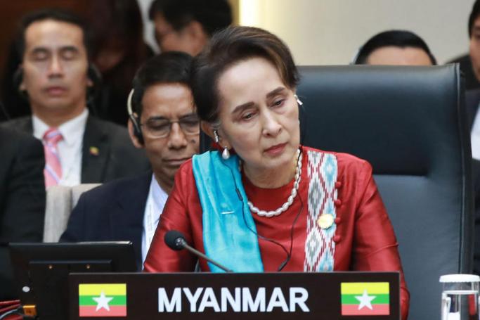 Myanmar State Counsellor Aung San Suu Kyi attends the ASEAN-South Korea Commemorative Summit in Busan, South Korea, 26 November 2019. Photo: EPA