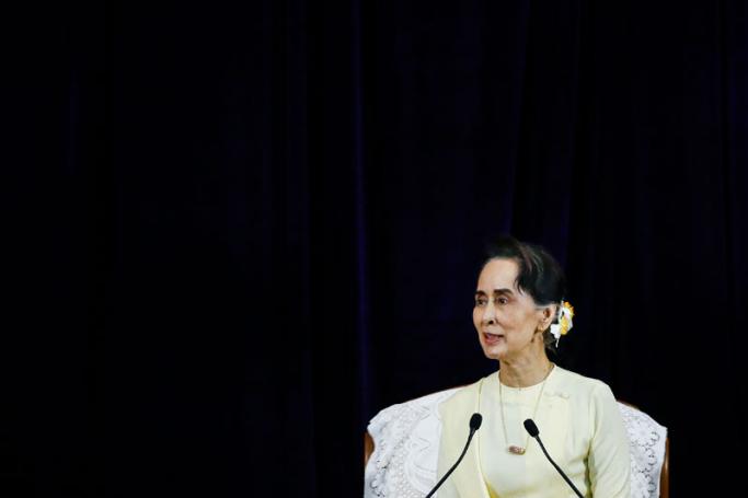 Myanmar State Counsellor Aung San Suu Kyi has been criticized over her comments on the Reuters journalists case and her government's handling of the Rakhine crisis. Photo: Lynn Bo Bo/EPA