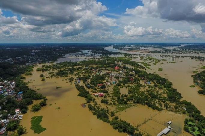 This aerial picture shows a flooded area in Thailand's northeastern province of Ubon Ratchathani on September 14, 2019. Photo: Krit Phromsakla Na Sakolnakorn/AFP