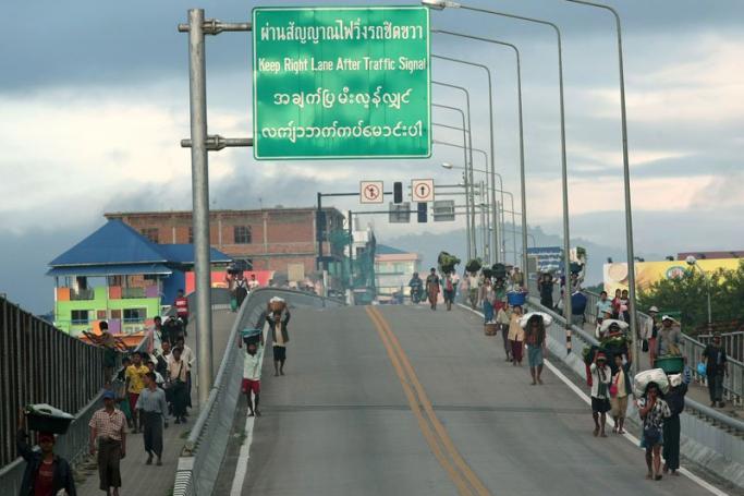 The Thai-Myanmar Friendship Bridge in Mae Sot, Thailand. Photo: Narong Sangnak/EPA
