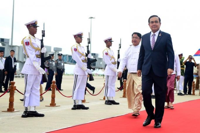Thai Prime Minister Prayut Chan-o-cha arrives in Nay Pyi Taw for 6th ACMECS Summit of Aeyawadee-Chaopraya-Mekong Economic Cooperation (ACMECS). Photo: Royal Thai Government
