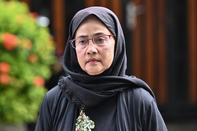 Human rights defender and former member of the National Human Rights Commission Angkhana Neelapaijit arrives at Bangkok South Criminal Court before a verdict is delivered in the defamation case brought by poultry company Thammakaset in Bangkok on August 29, 2023. Photo: AFP