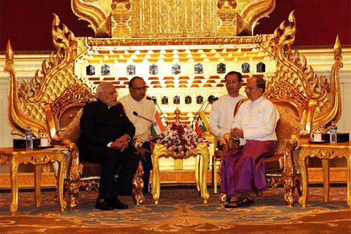 Myanmar President U Thein Sein meets with Indian Prime Minister Narendra Modi in Nay Pyi Taw in November, 2014. Photo: Narendra Modi/Twitter
