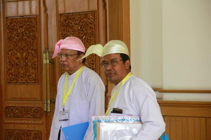 Human Rights Commission member U Zaw Win (right) seen at the Parliament in Nay Pyi Taw. Photo: Min Min/Mizzima
