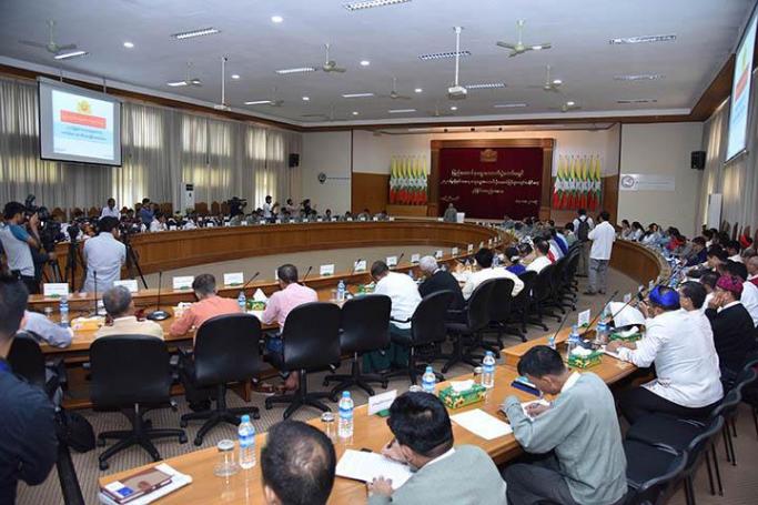 The Union Election Commission held a coordination meeting with political parties with the aim to successfully organize the 2020 General Election, at the UEC Office in Nay Pyi Taw. Photo: MNA