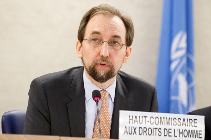 UN High Commissioner for Human Rights Zeid Ra'ad Al Hussein of Jordan addresses his statement during the opening of the 32th session of the Human Rights Council, at the European headquarters of the United Nations in Geneva, Switzerland, 13 June 2016. Photo: Salvatore Di Nolfi/EPA
