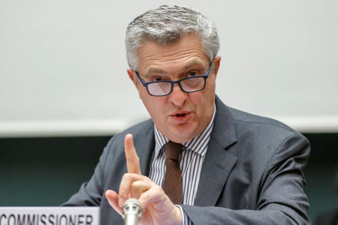 UN High Commissioner for Refugees, (UNHCR), Italian Filippo Grandi speaks during the Pledging Conference for the Rohingya Refugee Crisis, at the European headquarters of the United Nations in Geneva, Switzerland, 23 October 2017. Photo: Salvatore Di Nolfi/EPA-EFE
