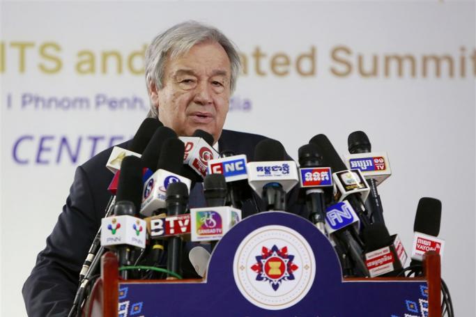United Nations Secretary-General Antonio Guterres speaks in a press conference during the Association of Southeast Asian Nations (ASEAN) Summit in Phnom Penh, Cambodia, 12 November 2022. EPA-EFE/KITH SEREY