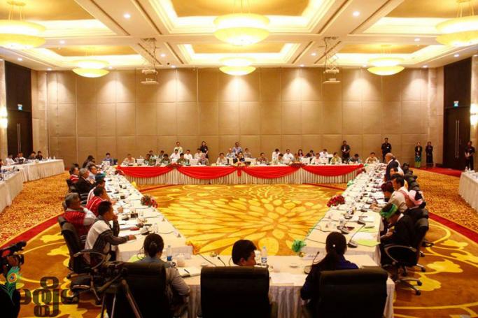 Union Peace Dialogue Joint Committee (UPDJC) meeting held at Thingaha Hotel in Nay Pyi Taw on February 6 at 10 a.m. Photo: Min Min/Mizzima
