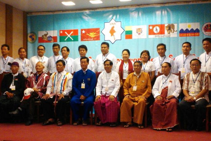 UNA leaders and members pose during the United Nationalities Alliance conference in December, 2014. Photo: Mizzima
